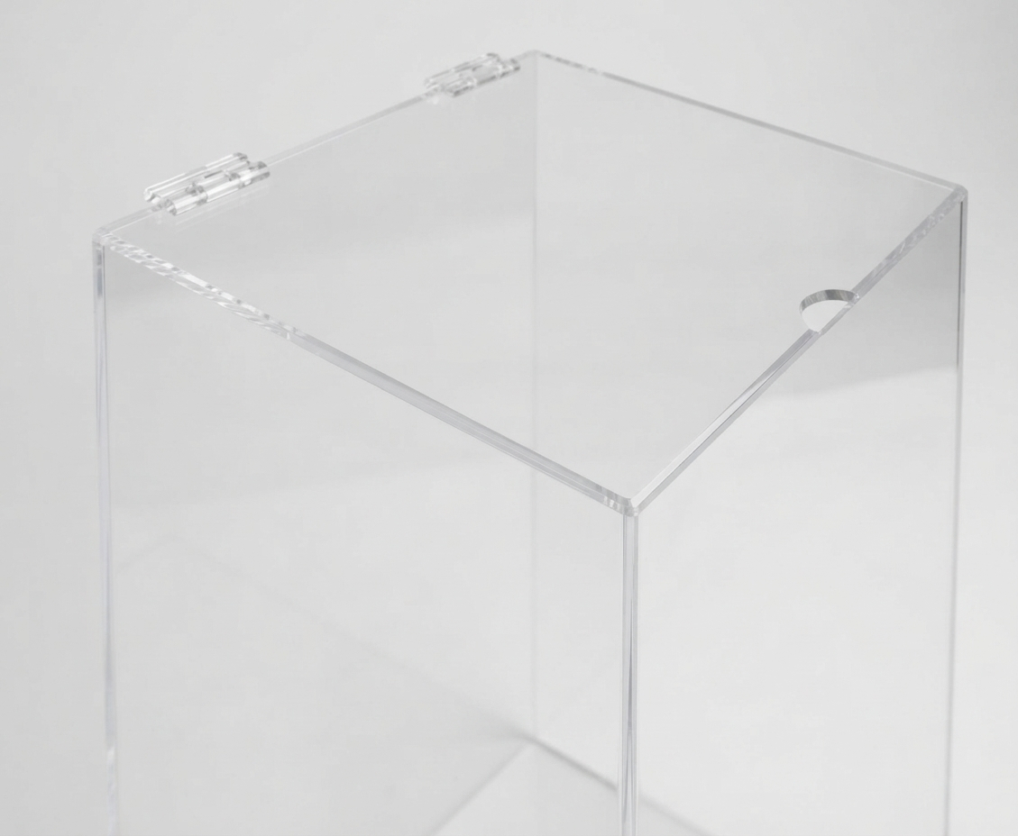 coperchio di apertura dispenser in plexiglass